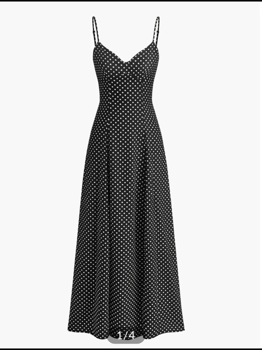 Commense Black and White Polka Dot Maxi Dress with Spaghetti Straps